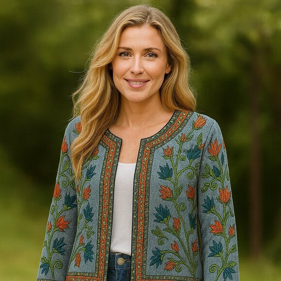 Parsley & Sage Embroidered Floral Boho Artsy Open Front Jacket NEW NWT - Picture 10 of 14